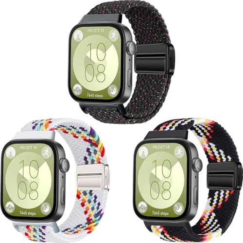 [SHANCHI] �y���C��3�{�Z�b�g�z For HUAWEI Watch Fit4 PRO / Fit4 / Fit3 �����o���h �i�C�����҂݃}�O�l�b�g�o���h ���y�� �ʋC�� �h�����Ɩh���� ���R���� ���􂢉\ ���K�t�B�b�g(3 �F�Z�b�g3)