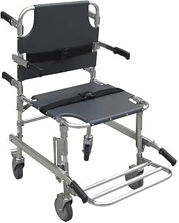 SGKOMN Silla de Escalera de Emergencia de 4 Ruedas para Transporte, Silla de Ambulancia, Elevador de Aluminio Plegable para evacuación de Bomberos, Color Negro