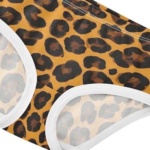 Black Brown Leopard Spots Yellow Panties for Girl Toddlers Underwear Floral Cotton Fun Print Kids Briefs Undies 2t4