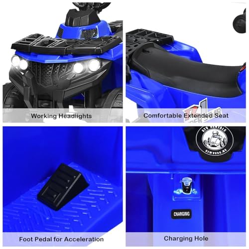 Image of Happy Goods ATV Baby Electric Bike for Kids | Rechargeable Kids Bike with LED Lights, USB & Music | Big Battery Operated Bikes | Ride on Toy Bike for Kid to Drive 2 Years to 5 Years (Blue)