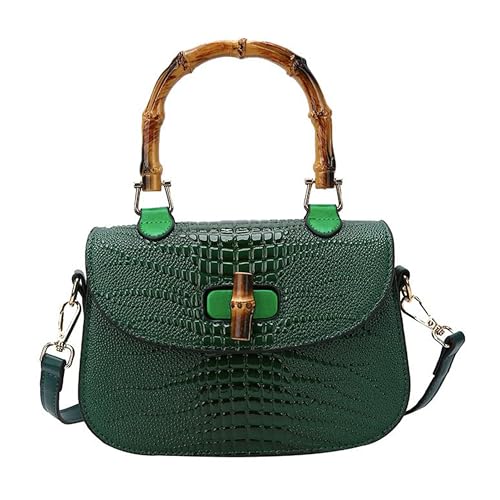 Women Handbag artificial leather Bamboo Top handle Crossbody bag Elegant Purse Evening bag Gift for Women Handmade
