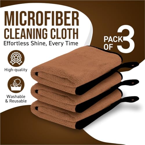 Image of Btag Microfiber Cleaning Cloth, 30x40 cms 600 GSM | Highly Absorbent,Lint and Streak Free, Multi-Purpose Wash Cloth for Kitchen,Car,Window,Stainless Steel,Silverwear (D.Brown 30x40cms) Pack of 3