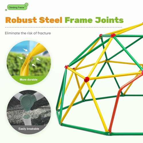 Image of Zupapa 10FT Climbing Dome, Outdoor Wide Door Dome Climber for Kids, Easy Assembly Playground Jungle Gym Backyard Play Equipment, Monkey Bars for Backyard