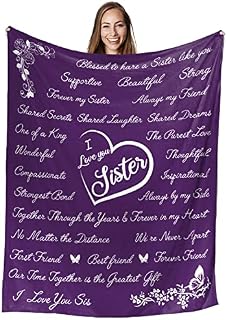 To My Sister Blankets Birthday Gifts, Sister Gifts from Sister Fleece Blanket with Message, Sister Personalised Gifts for Christmas, Anniversary, Wedding, Sister in Law Appreciation Presents Blanket