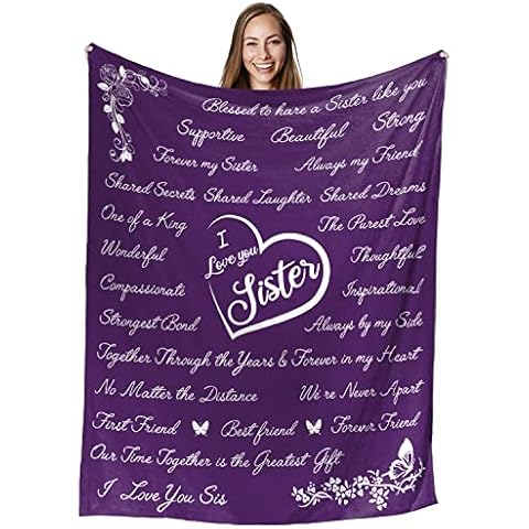 To My Sister Blankets Birthday Gifts, Sister Gifts from Sister Fleece Blanket with Message, Sister Personalised Gifts for Christmas, Anniversary, Wedding, Sister in Law Appreciation Presents Blanket Cover