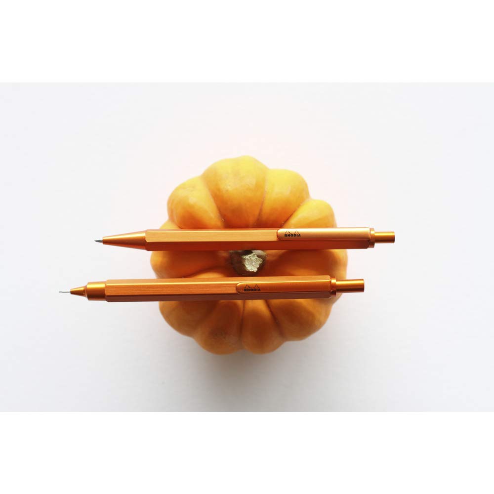 RHODIA 9360C - penna a sfera ricaricabile scRipt Corpo esagonale in alluminio spazzolato - Oro - Punta a sfera a scomparsa ad alta precisione 0,7mm, inchiostro nero - Collezione scRipt