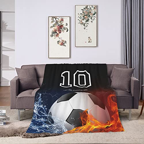 Soccer Blanket, Custom Blanket With Name Text, Soccer Team Gifts For Men, Personalized Football Gifts Flannel Blanke For Boys 8-12, Football Player Gifts Company Customization, Party Customization #TOP1