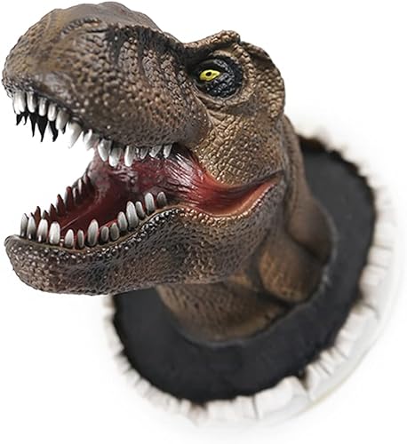 Miniatura 8 de Yeahii Cabeza de dinosaurio para colgar en la pared, manualidades con forma de dinosaurio, decoración creativa para manualidades, adornos de primera