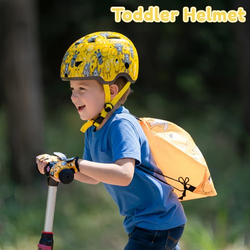 Image of Toddler Bike Helmet with Gloves and Backpack Set, 3 Sizes for Baby Infant to Kids Ages 1-3 3-5 5-8+, Adjustable Boys Girls Bike Helmet for Bicycle /Scooter /Skateboard /Roller Skate