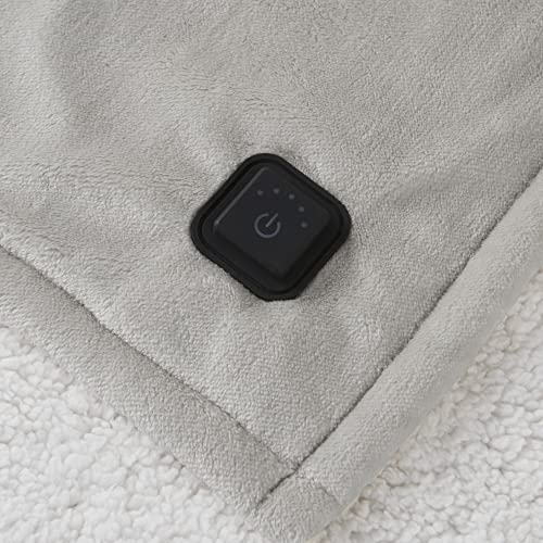 Beautyrest Reversible Electric Blanket, Ultra-Soft Controller, Auto Shut Off, Multi Heat Settings, Machine Washable, 50x60 Grey