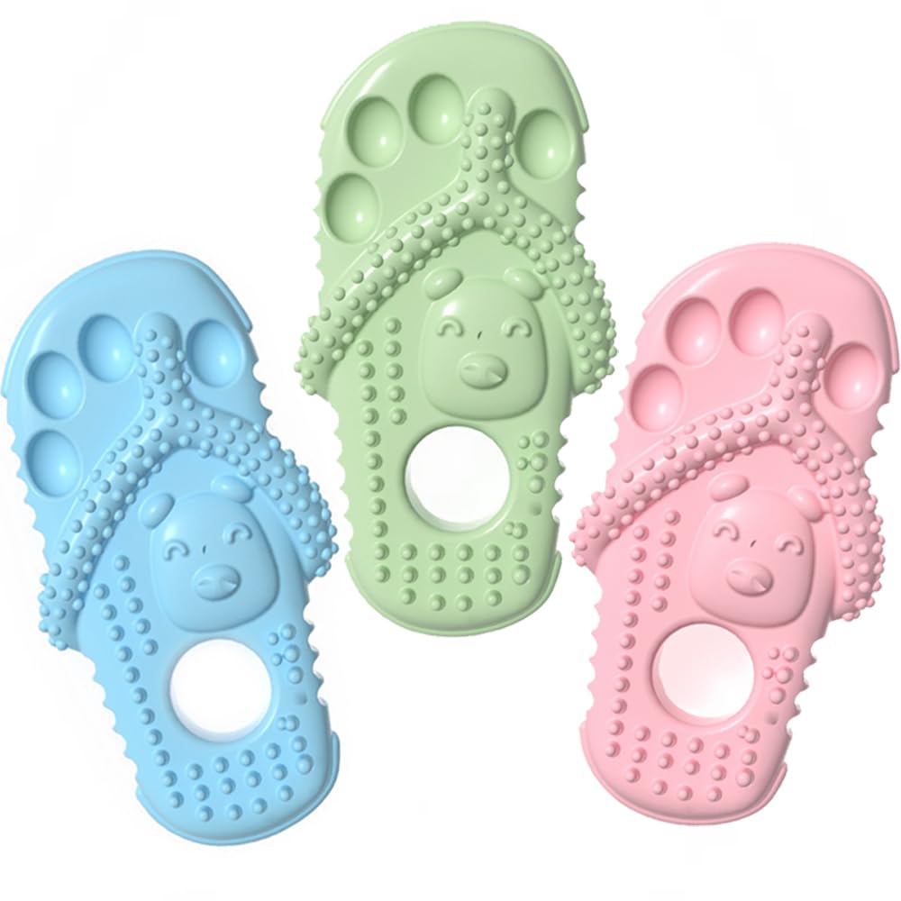 ROMIRUS Pet Dog Chew Toys Slippers Teething Toys for Small Dogs Durable Rubber Shoe Slippers for Teeth Cleaning and Protecting Oral Health