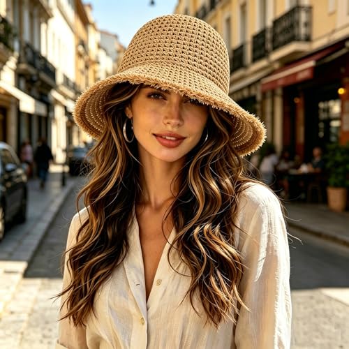 Sombrero Bucket de Paja para Mujer Plegable para Verano miniatura 5