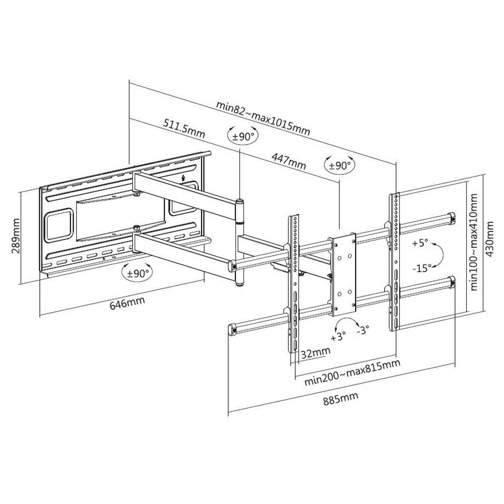 Equip 650327 - Soporte de Pared para televisor (inclinable y Giratorio, 2,03 m, 43 a 80 Pulgadas), Color Negro