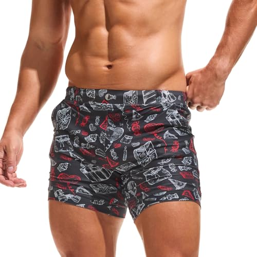 Taddlee Men Swimwear Swimsuits Flower Print Surf Board Boxer Shorts Trunks Long