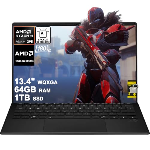 Image of ASUS ROG Flow Z13 Gaming 2-in-1 Laptop 13.4 inch 2.5K 2560x1600 180Hz Touch 100% DCI-P3 AMD 16-core Ryzen AI MAX+ 395 (Up to 40 Tops) 64GB RAM 1TB SSD AMD Radeon 8060S RGB Backlit Wi-Fi7 Win11 ICP Hub
