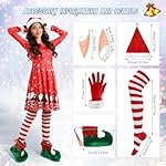 10 Pcs Christmas Elf Costumes for Women Christmas Elf Outfit Dress Shoes Accessories for Adult Xmas Cosplay - Image 3