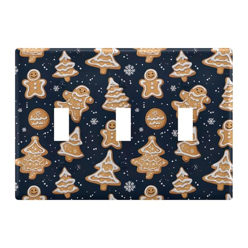 Light Switch Cover Cute Christmas Gingerbread Man Wall Plates for Electrical Outlets 3 Gang 202b6548