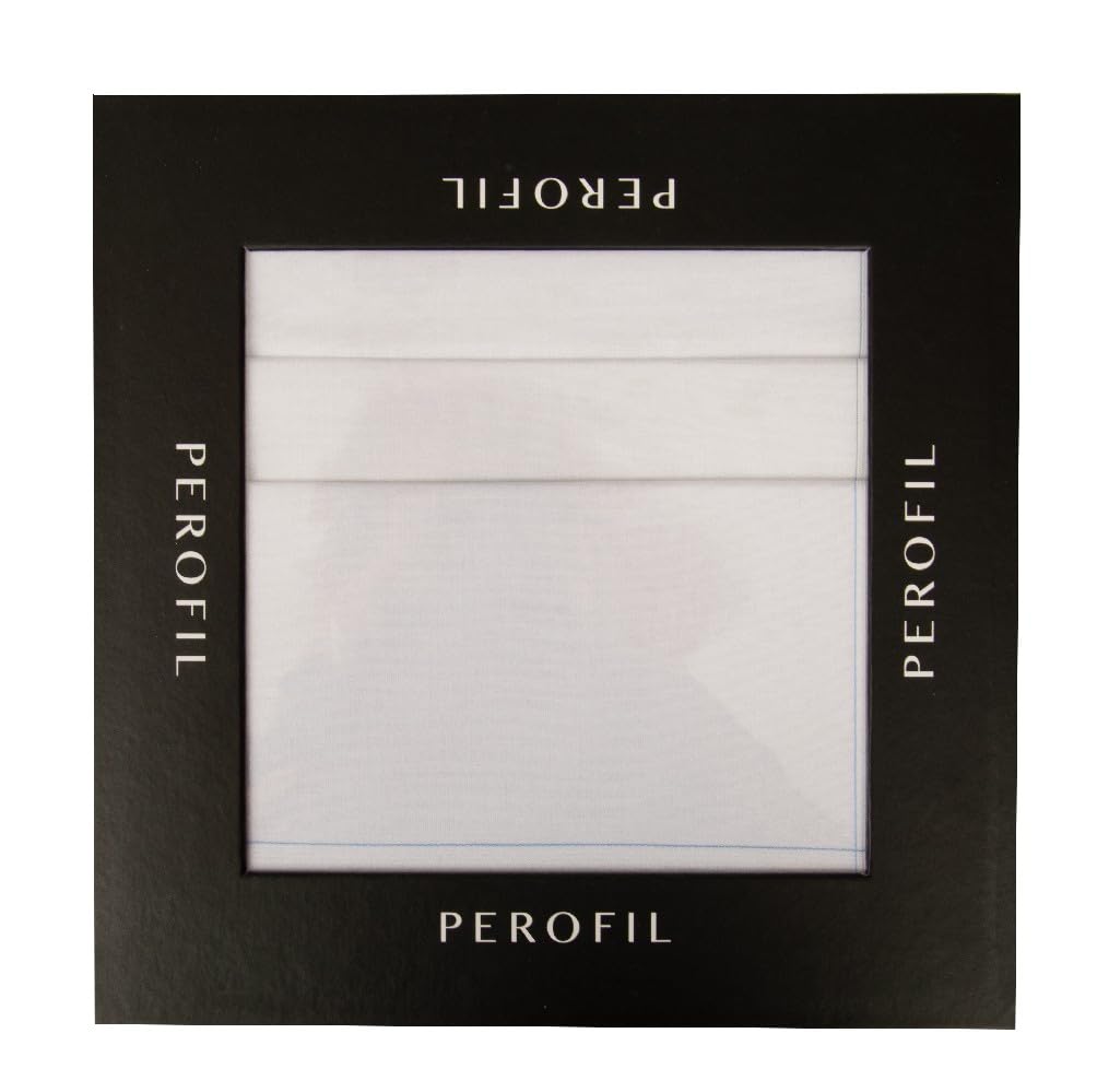 Fazzoletti uomo PEROFIL in tessuto di puro cotone scatola 12 pezzi cm.45x45 articolo VPRT00277, P204 Fondo bianco, Taglia unica