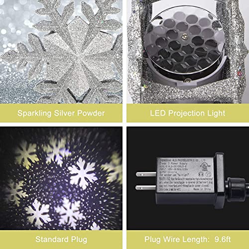 Myogrip Snowflake Christmas Tree Toppers Lighted, With Led Rotating Snowflake Projector Lights For Indoor Outdoor Christmas Tree Decorations (Silver) #TOP4
