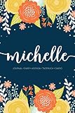 Michelle: Journal | Diary | Agenda | Tagebuch | Diario: 150 pages paginas seiten pagine: Modern Florals First Name Notebook in Orange, Mint & Yellow on Navy ACH121b