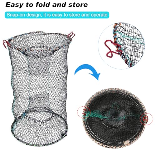 Image of Proberos Fish Net Trap, Crab Trap Foldable Fishing Net Jaal, Cast Fish Traps for Fishing with Nylon Mesh, Umbrella Cage for Shrimp Lobster(40 * 80CM)