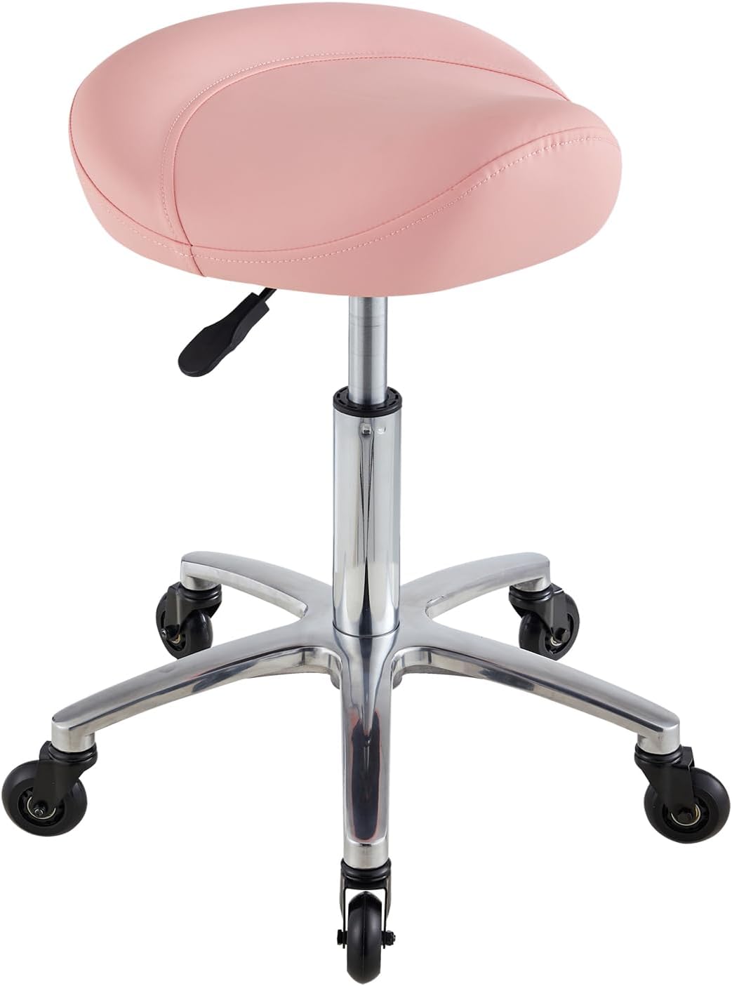 Saddle Stool with Wheels, Ultra-Quiet Rolling Salon Stool Chair with Comfortable Thick Saddle Seat, Adjustable Stool Suitable for Commercial Office and Home Use