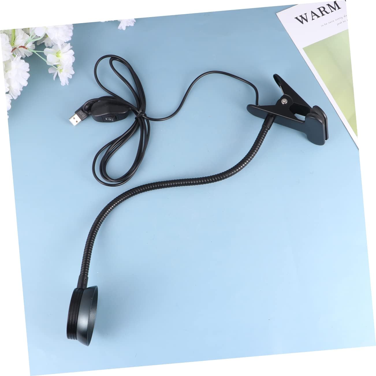 USB Powered LED Reading Light with Flexible Clip Brightness Bedside Lamp for Books Portable Eye Care Clip Lamp for Reading in Bed and Travel Black