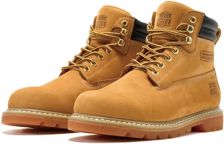 Work Boots for Men Soft Toe Non Slip Comfortable Leather Workboots