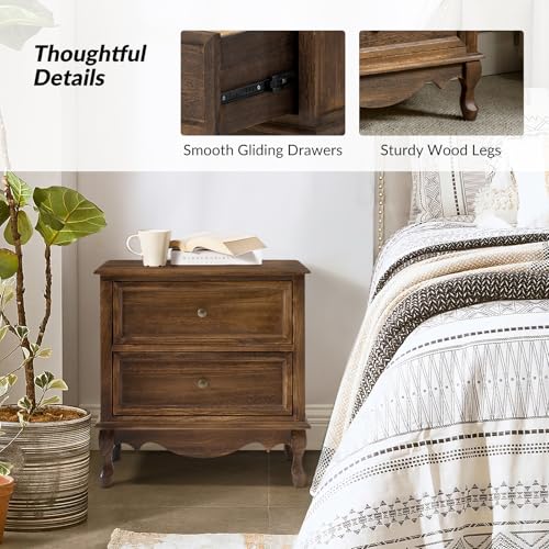 HULALA-HOME-Solid-Wood-Nightstands-Set-of-2-with-Charging-Station-Vintage-Night-Stands-with-Wood-Legs-and-2-Drawers-French-Bedside-Tables-for-Bedroom-Living-Room-Walnut