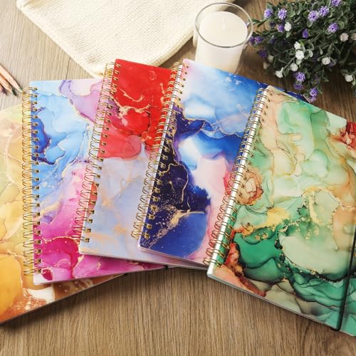 HAKACC 4 Stück Spiralnotizbuch A5, 80 Blatt Hardcover Spirale Notizblock 21 x 15cm College liniert Tagebuch für Damen und Herren Arbeit Büro Schule