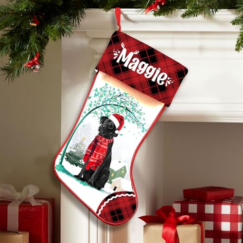 Famitrendz Personalized Golden Retriever 3 Hold Red Heart Stockings, Merry