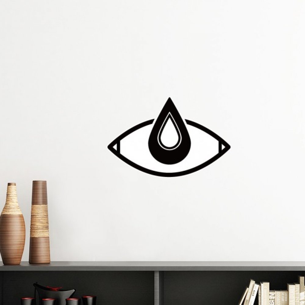 Etiqueta de pared de ojo negro DIYthinker vinilo decorativo de silueta verde de 40cm para salon
