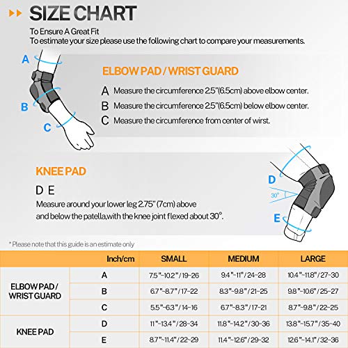Gonex 6 in 1 Protective Knee Pads Set,Skate Protective Gears with Elbow Knee Wrist Guards Pads,Skate Pads for Kids Youth… - Image 7