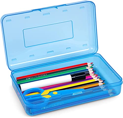 Image of Party Propz Large Capacity Pencil Box for Boys - Blue Compass Box for Boys | Stylish Geometry Box for Girls | Pencil Box Set Toys for Kids 3+ Years | Kids Geometry Box | Transparent Pencil Box