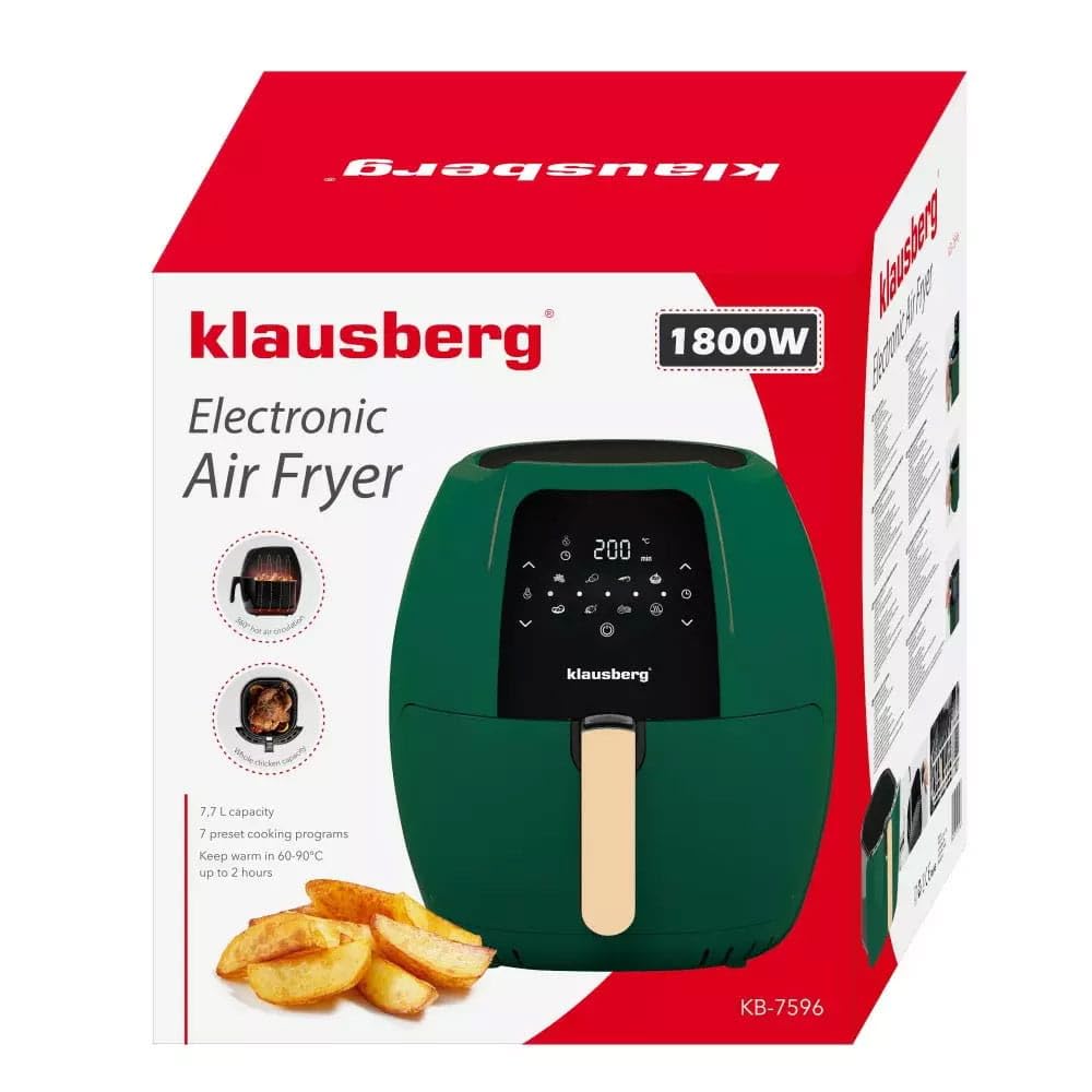 Klausberg 7596 - frytkownica na gorące powietrze - zielona - 7,7 litra
