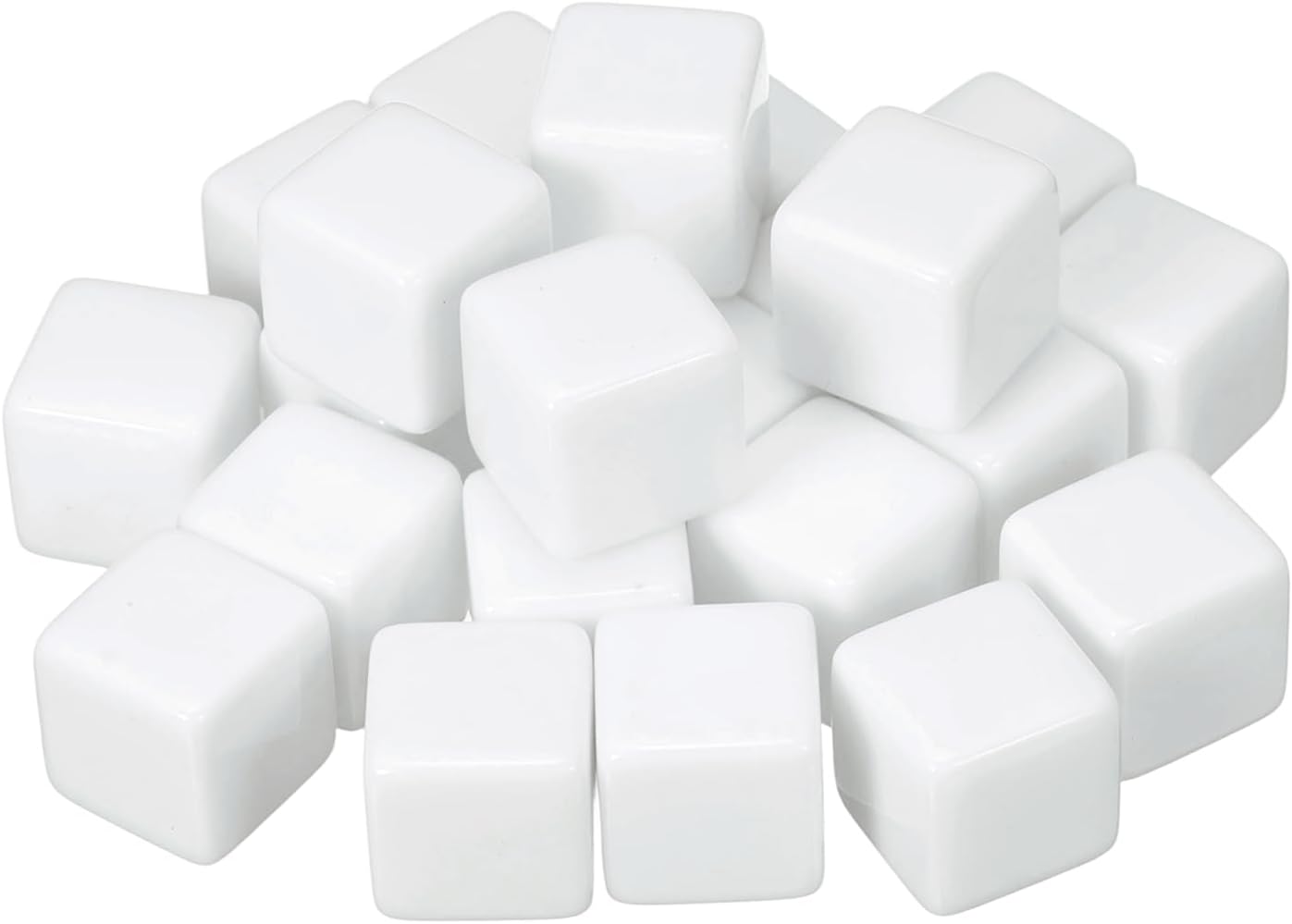 uxcell 20Pcs Acrylic Blank Dice, 14mm/0.55" Acrylic Six Sided Blank White Dice Blocks with Smoothed Surface for Board Games Party Fun
