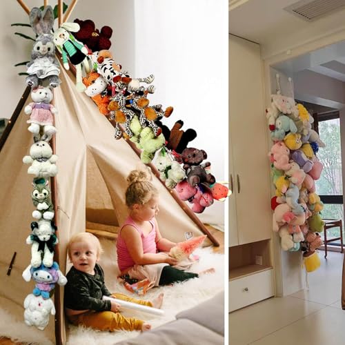 Fokroin Organizador Peluches, Colorido soporte colgante para juguetes de peluche con 15 pinzas de metal, Decoración de Habitación Infantil, para Colgar Sombreros, Calcetines, Tarjetas de Navidad - imagen 7