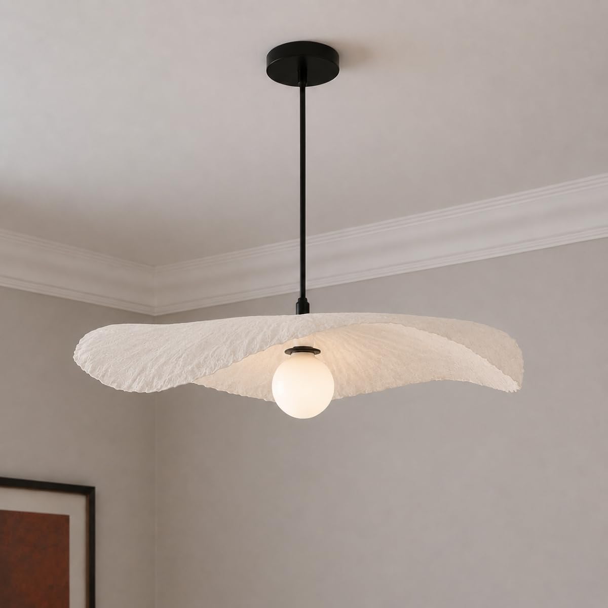 Cgc Lighting Extra Large White Paper Indoor Ceiling Lamp Shade Curved Design Paper Easy Fit Non Electrical (Extra Large White Paper)