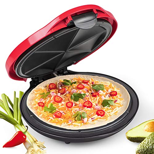 Taco Tuesday 10-Inch 6-Wedge Electric Deluxe Quesadilla Maker With Stuffing Latch, 10 Inch, Red #TOP3