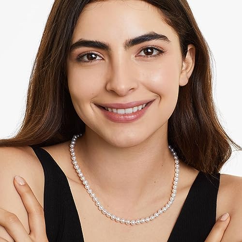 Pearl Necklace 17 Inches 5MM Round Freshwater Pearl Strand Necklace for Women/Mother Jewelry Gifts for Wedding Brides Birthday2