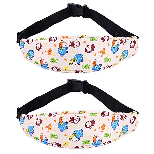 2-Pack Baby Head Support, Adjustable Toddler Infant Stroller Safety Seat Head Support Neck Relief Holder Belt Sleep Nap Safety Positioner by Rely2016 (Beige-Sheep)