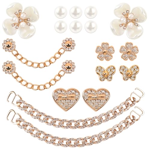 WAQYGZO 18 Pcs Bling Shoe Charms Bling Chain Shoes Charms Accessories for Women Pearl Flower Clog Shoes Decoration Crystal Rhinestone Shoe Charm Cute Decor for Party Birthday for Her