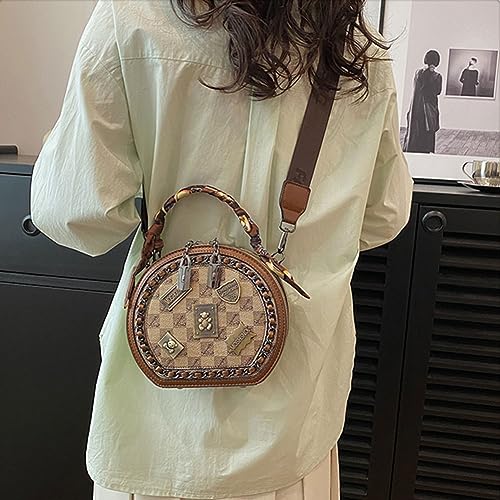 Vintage Women's Bag,Round Crossbody Bag, Shoulder Crossbody Circle Tote Bag, Large Capacity Purse Handbag4