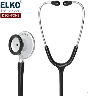 ELKO EL-130 DECI-TONE Aluminum Head Acoustic Stethoscope for Doctors, Nurses and Medical Students, Lightweight Double Head Chest Piece with Latex Free PVC Tubing U Shape,