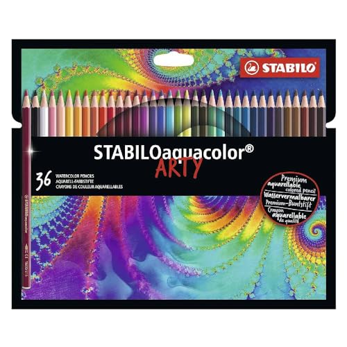 Lápis de Cor Aquarelável – STABILO Aquacolor ARTY – Estojo com 36 unidades – Em 36 cores