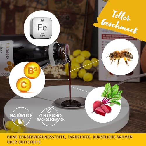 Flüssiges Eisenpräparat Medex mit Folsäure und Vitamin C, 150 ml
