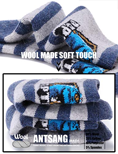 ANTSANG Kids Merino Wool Hiking Socks for Toddlers Boys Girls Warm Thick Thermal Crew Boot Heavy Cozy Gift Socks 6 Pairs3