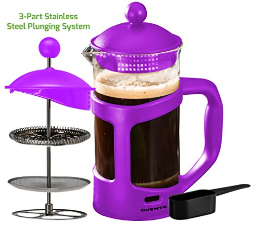 Ovente French Press Carafe Coffee 34 Ounce with Heat Resistant Borosilicate Glass, Triple
