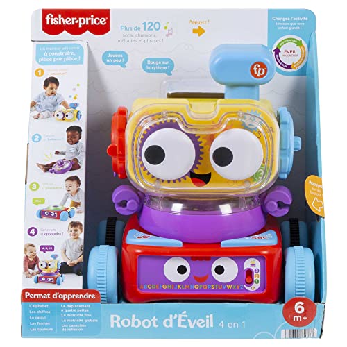 Fisher-Price 4-in-1 Lernroboter Linus für Babys und Kleinkinder, Spielzeug ab 6 Monaten, Version: Französisch, HCK38 – Ansicht 6