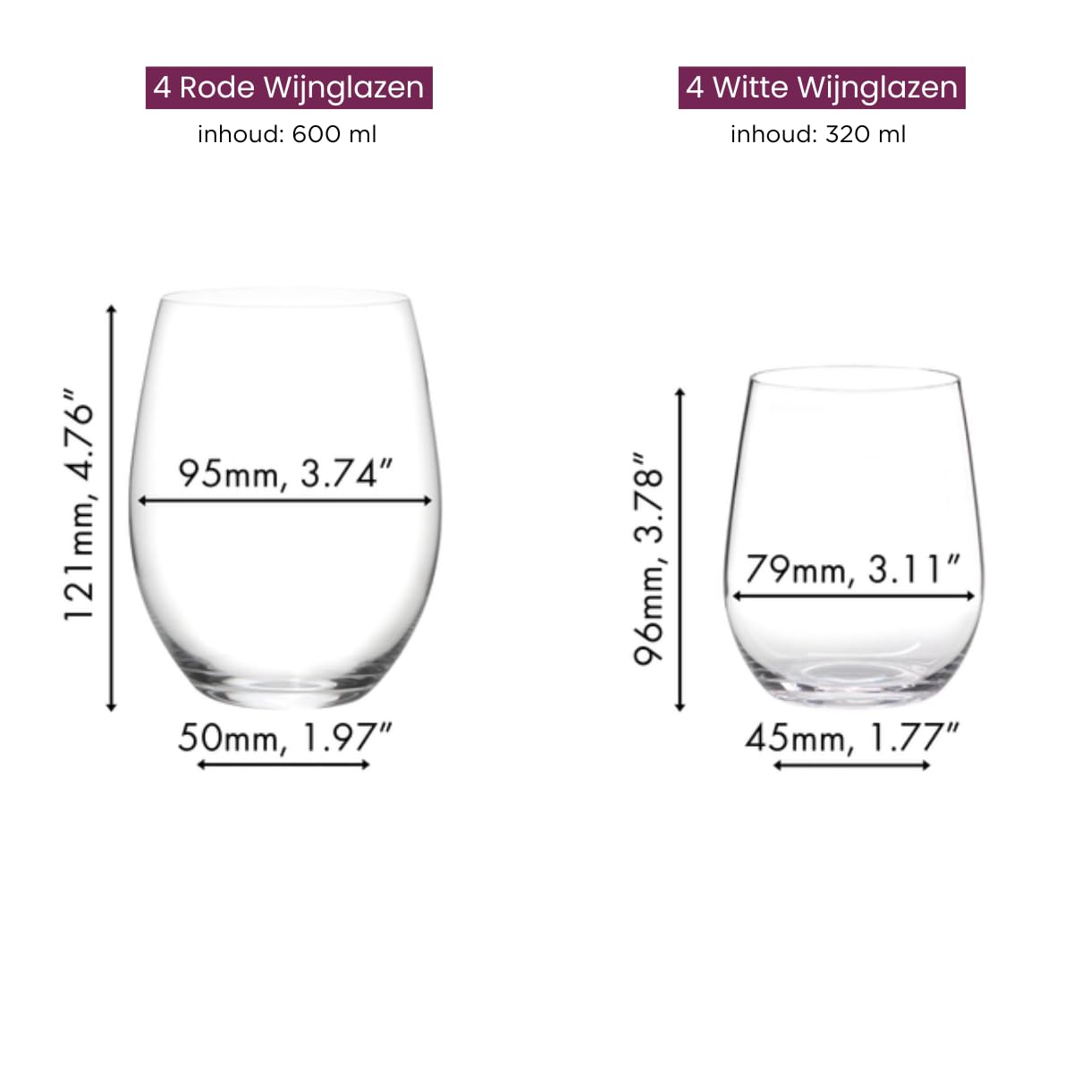 RIEDEL O Kauf 8 Zahl 6, 4 x Cabernet/Merlot 0414/0 & 4 x Chardonnay/Viognier 0414/05, hochwertiges Glas, 5414/50